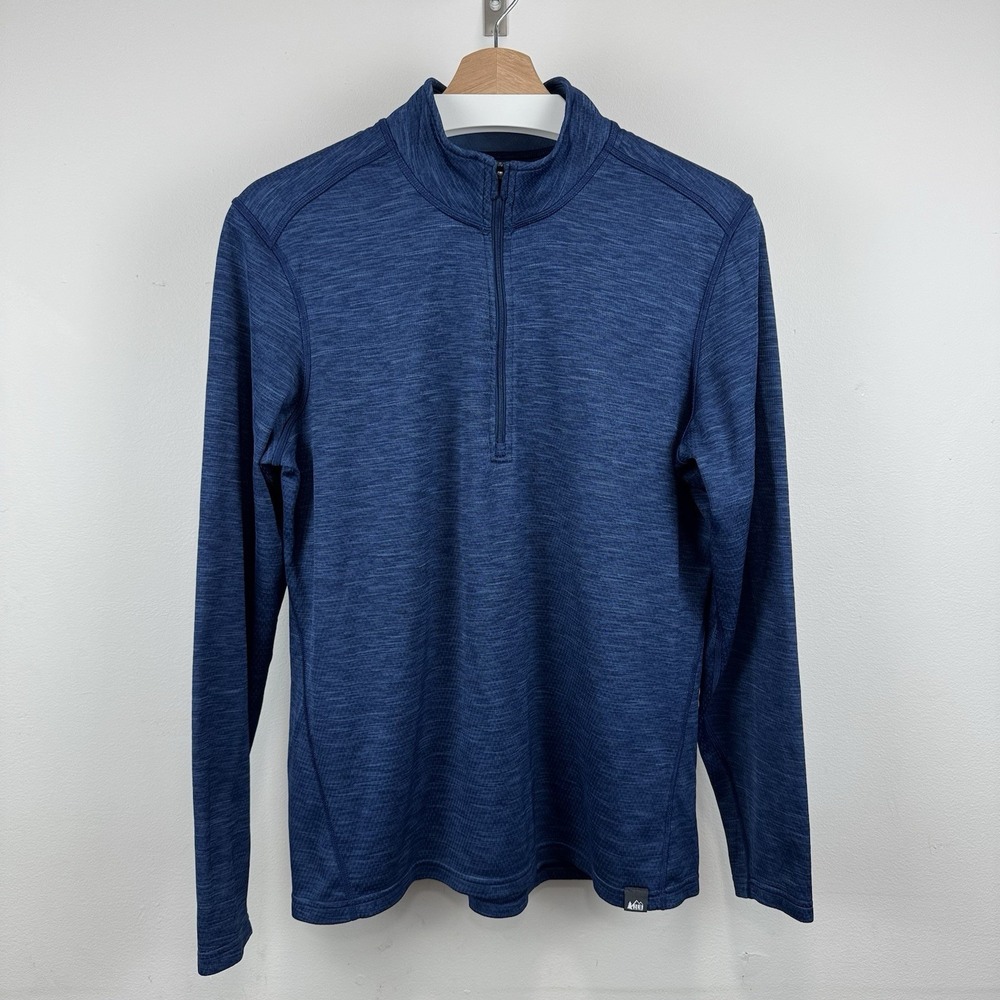 REI Co-op Men's Quarter Zip Pullover Size Medium Blue Heather Lightweight
